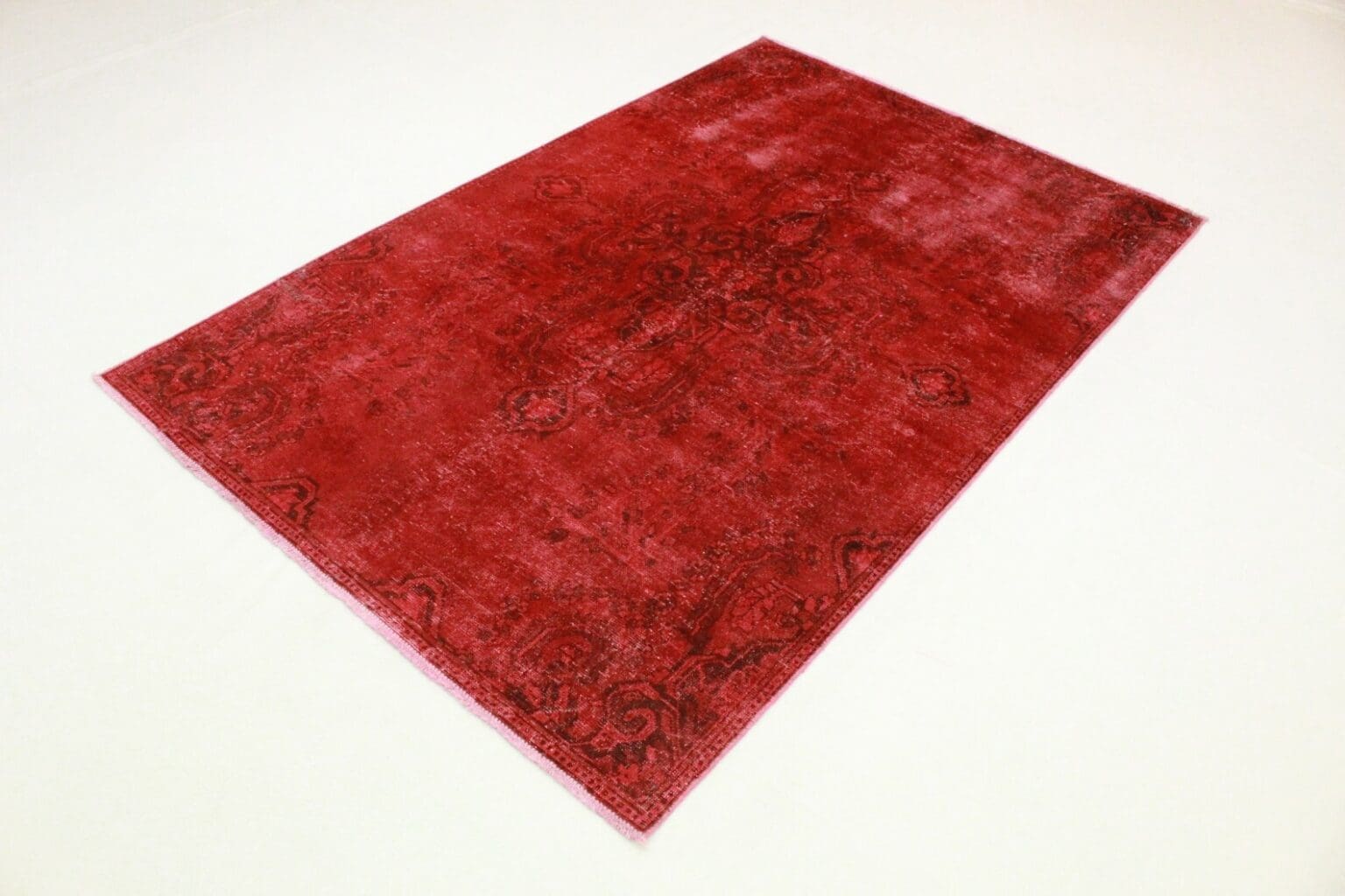vintage-orientteppich-rot-272x179-cm-handgeknupft-designerstuck-2 Orientteppich 272 x 179 cm Wolle handgeknüpft