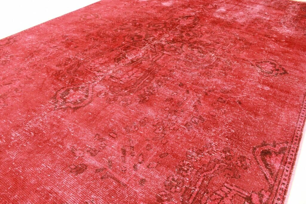 vintage-orientteppich-rot-272x179-cm-handgeknupft-designerstuck-3 Orientteppich 272 x 179 cm Wolle handgeknüpft