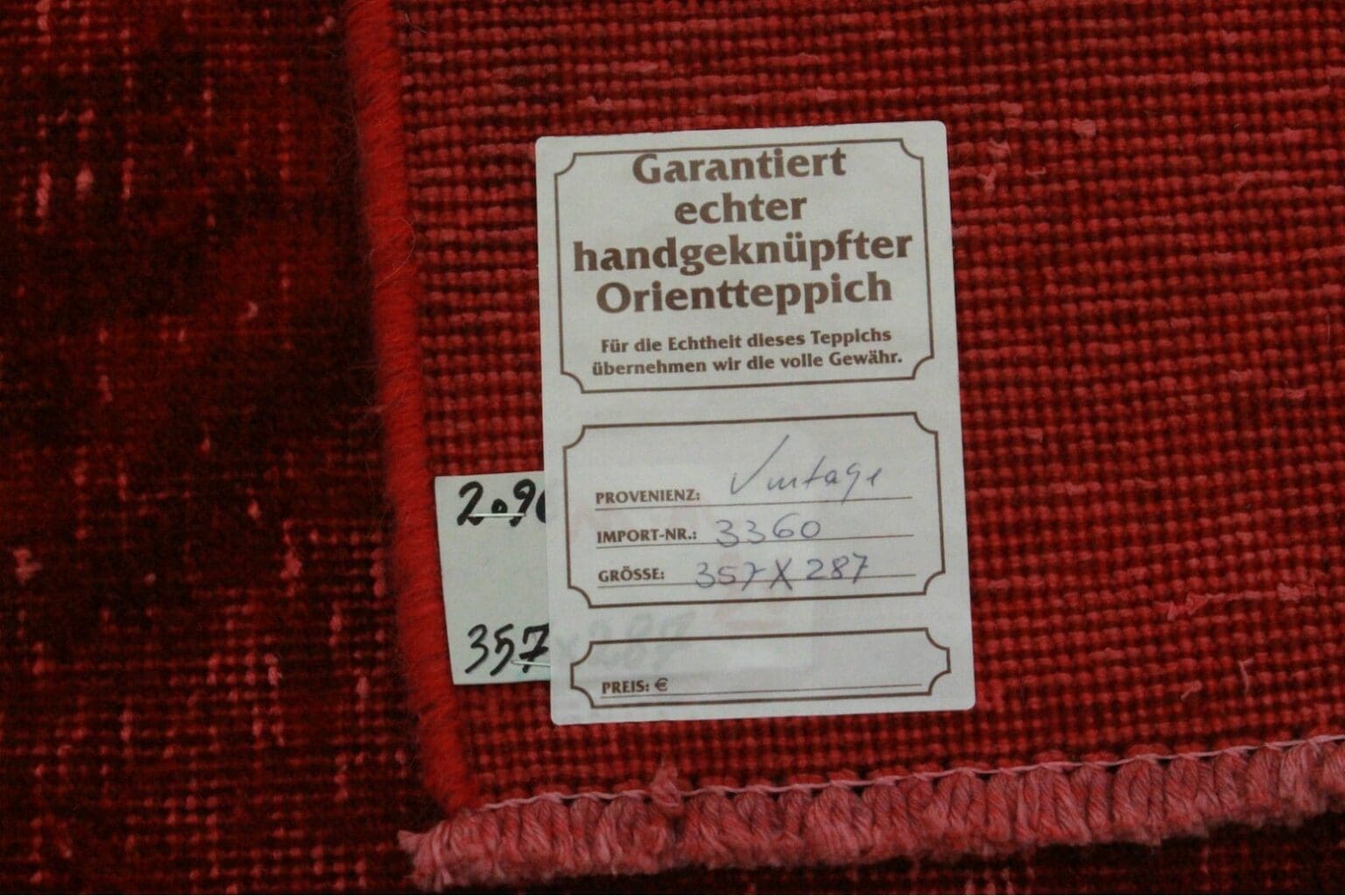 vintage-orientteppich-rot-360x289cm-handgeknupft-designerstuck-2 Orientteppich Orient 360 x 289 cm Wolle handgeknüpft