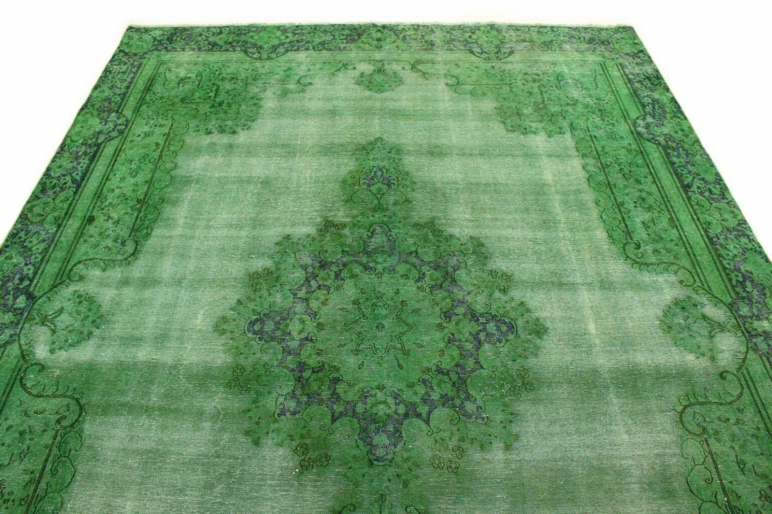 vintage-orientteppich-grun-370x259-cm-handgeknupft-unikat-5 Orientteppich 370 x 259 cm Wolle handgeknüpft