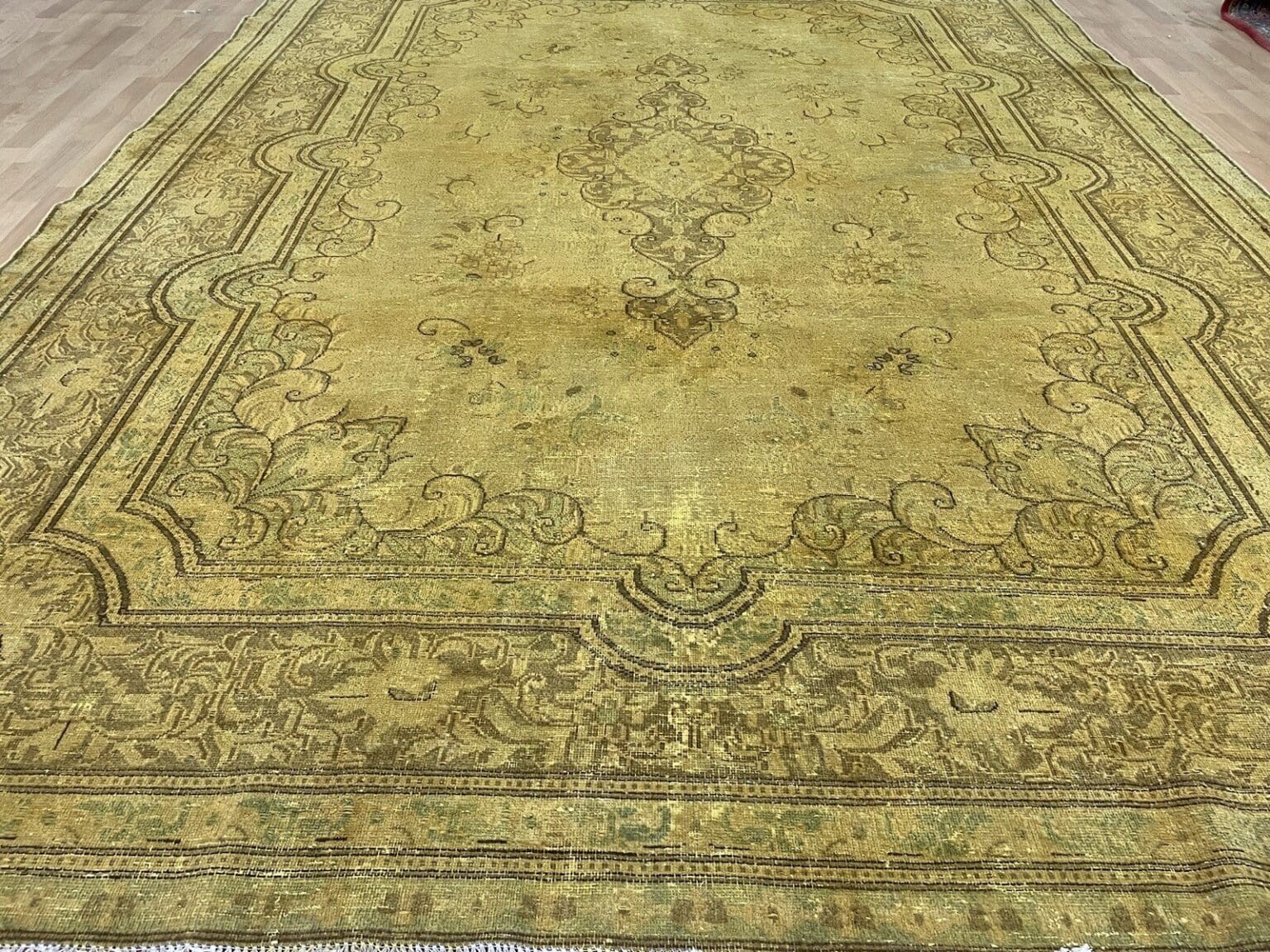 exklusiver-vintage-orientteppich-333x245cm-gold-handgeknupft-3 Orientteppich 333 x 245 cm Wolle handgeknüpft