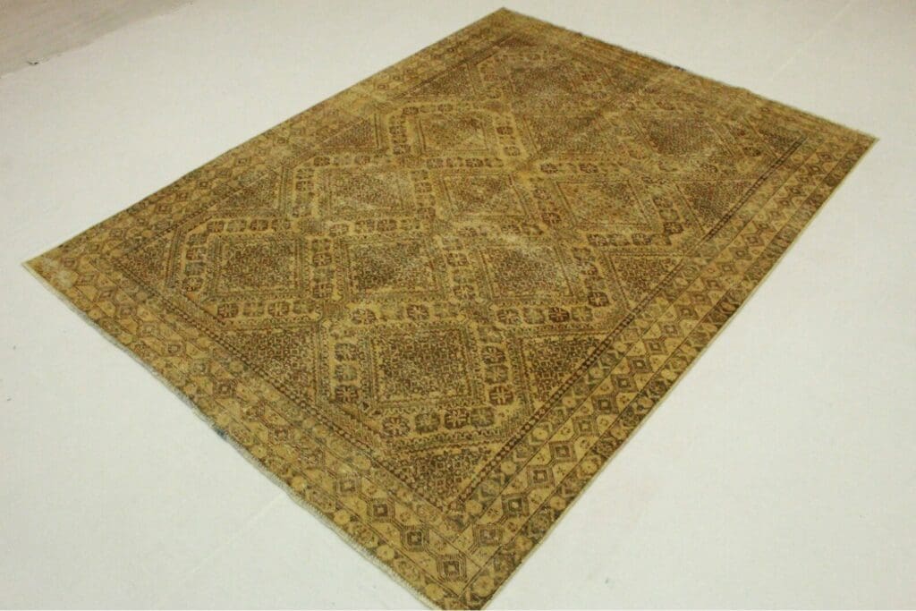 vintage-orientteppich-sand-287x209cm-handgeknupft-unikat-1 Orientteppich Sand 287 x 209 cm Wolle handgeknüpft