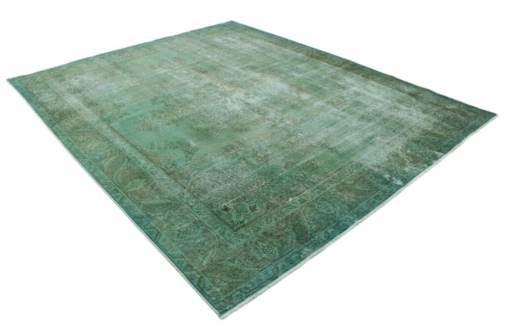 vintage-orientteppich-350x289cm-grun-grau-handgeknupft-2 Orientteppich 350 x 289 cm Wolle handgeknüpft