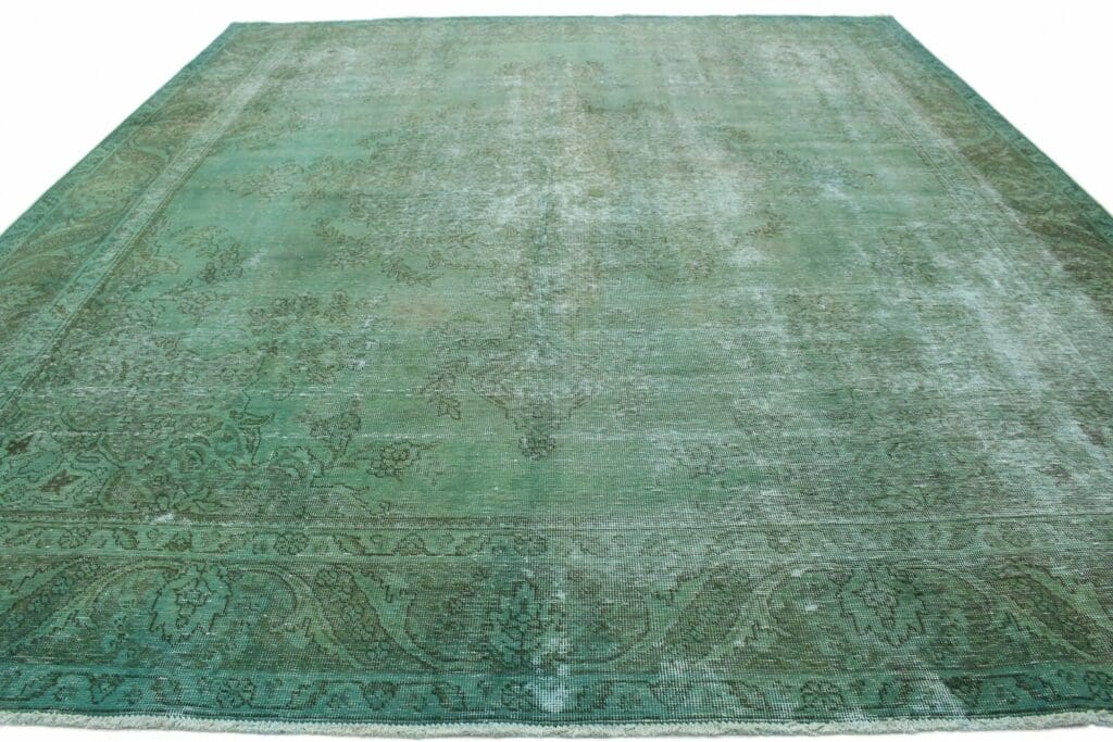 vintage-orientteppich-350x289cm-grun-grau-handgeknupft-3 Orientteppich 350 x 289 cm Wolle handgeknüpft