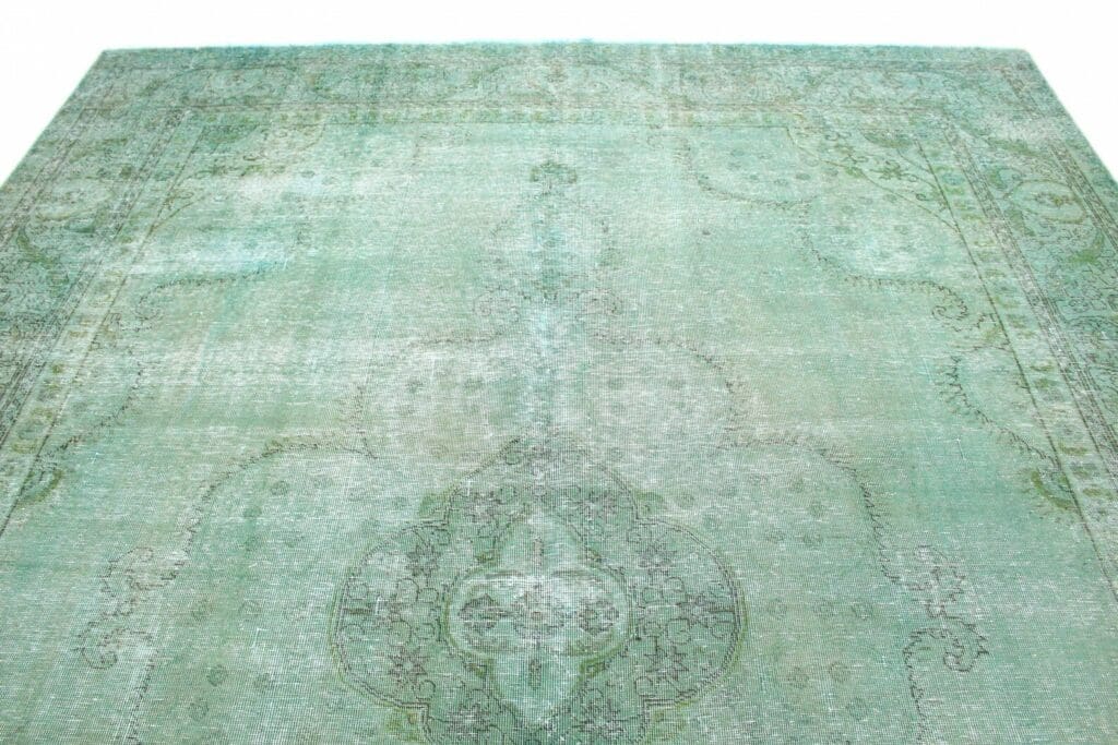vintage-orientteppich-390x309cm-in-grun-turkis-handgeknupft-3 Orientteppich 390x309 cm Wolle handgeknüpft