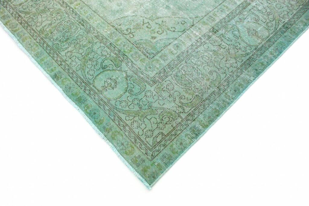 vintage-orientteppich-390x309cm-in-grun-turkis-handgeknupft-4 Orientteppich 390x309 cm Wolle handgeknüpft