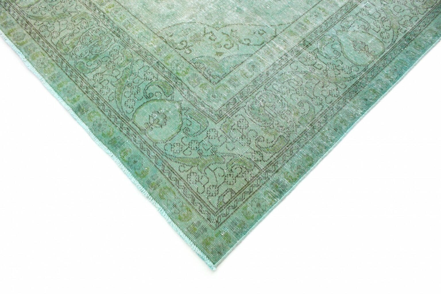 vintage-orientteppich-390x309cm-in-grun-turkis-handgeknupft-4 Orientteppich 390x309 cm Wolle handgeknüpft