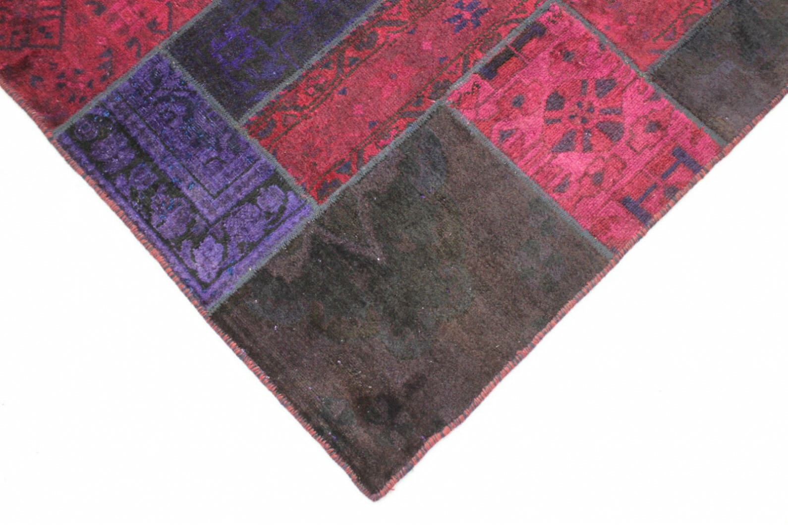 Handgeknüpfter Patchwork Orientteppich, 310 × 202 cm, Wolle