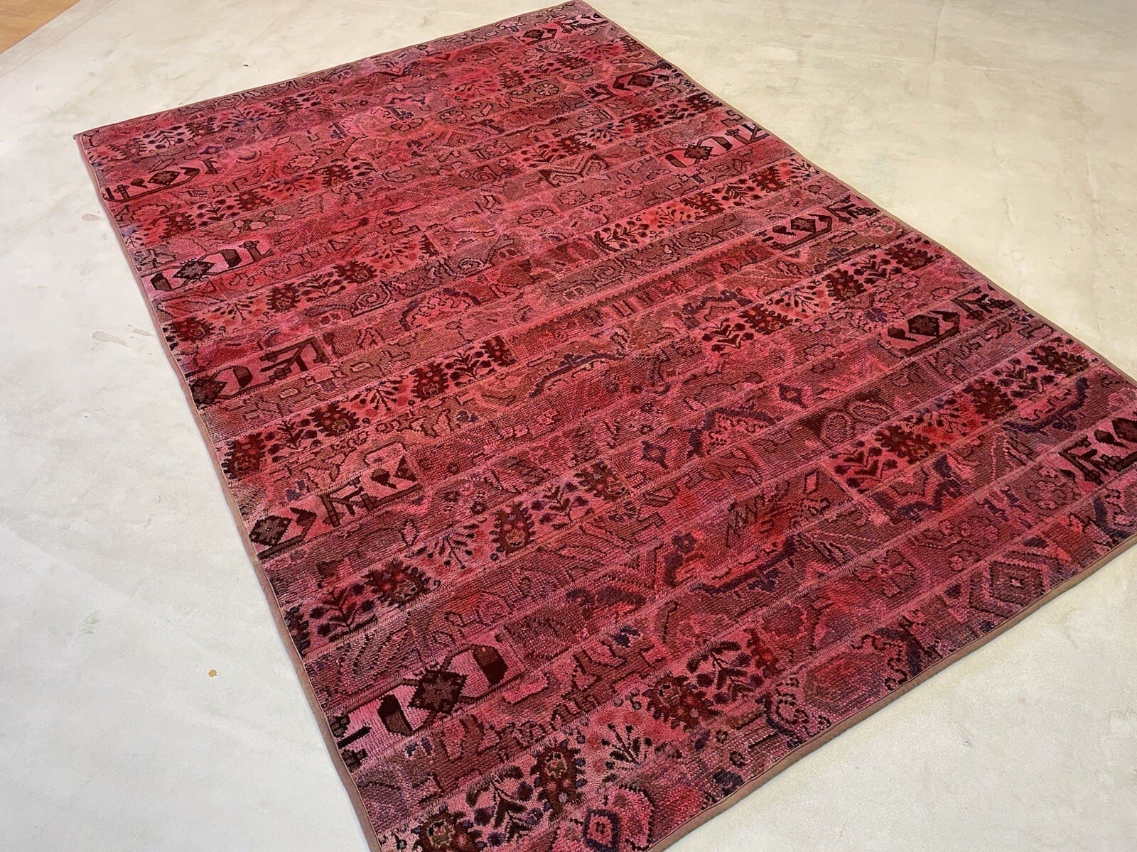 Handgeknüpfter Patchwork Orientteppich, 242 × 168 cm, Wolle
