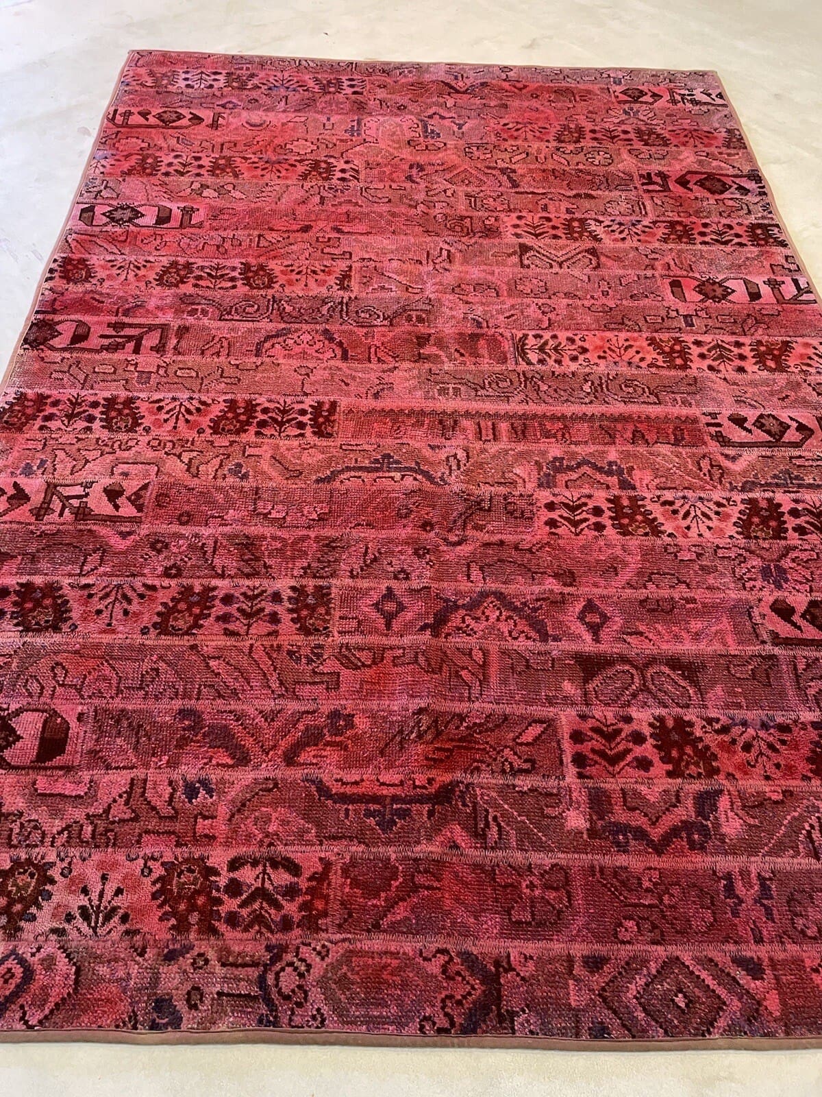 Handgeknüpfter Patchwork Orientteppich, 242 × 168 cm, Wolle