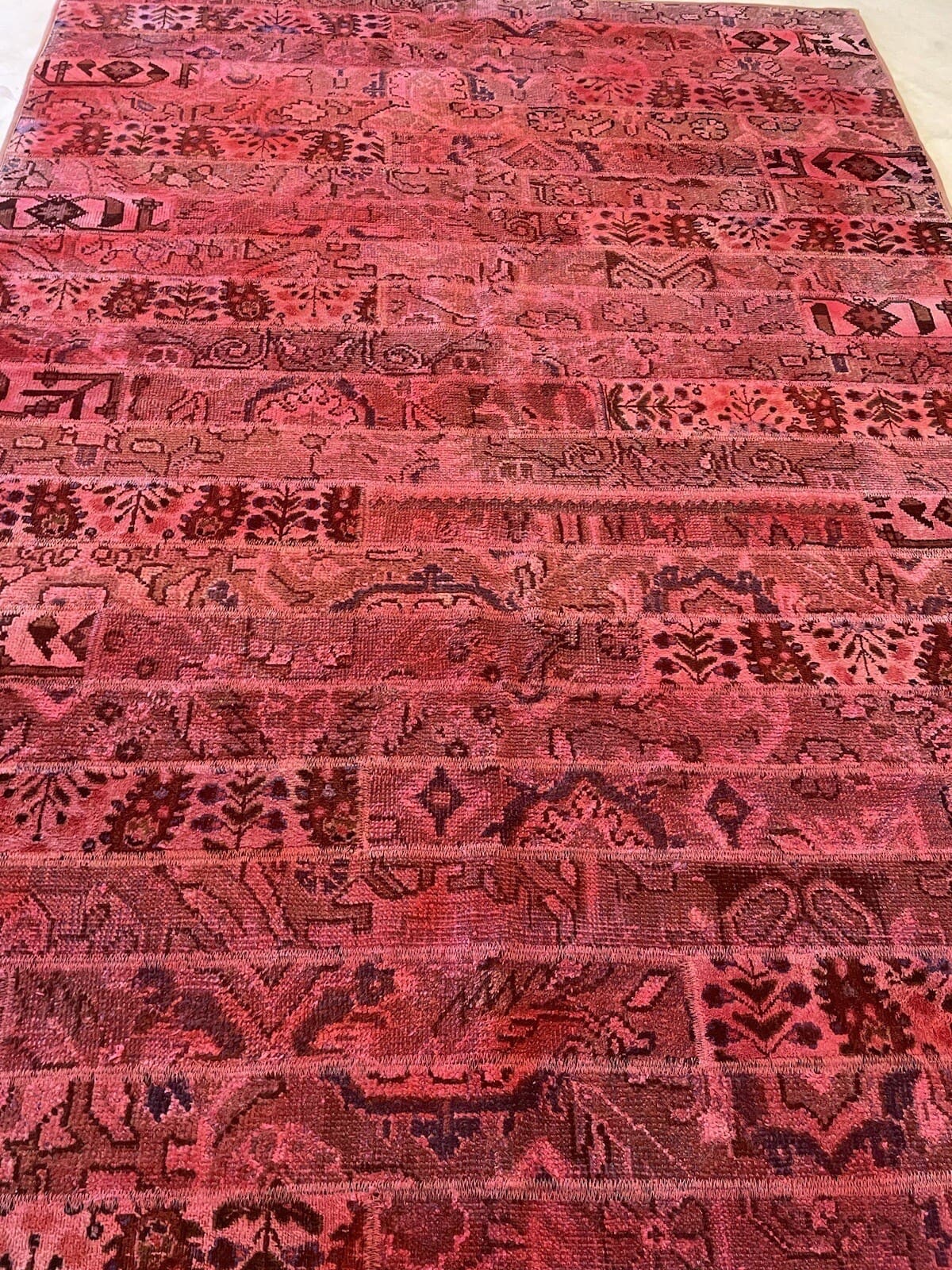 Handgeknüpfter Patchwork Orientteppich, 242 × 168 cm, Wolle