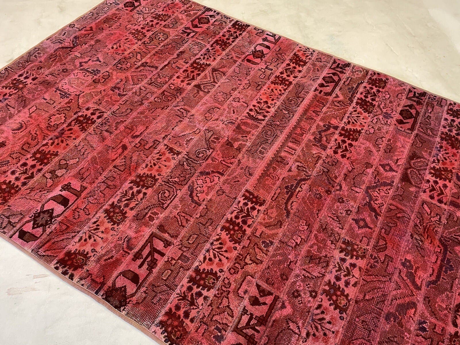 Handgeknüpfter Patchwork Orientteppich, 242 × 168 cm, Wolle