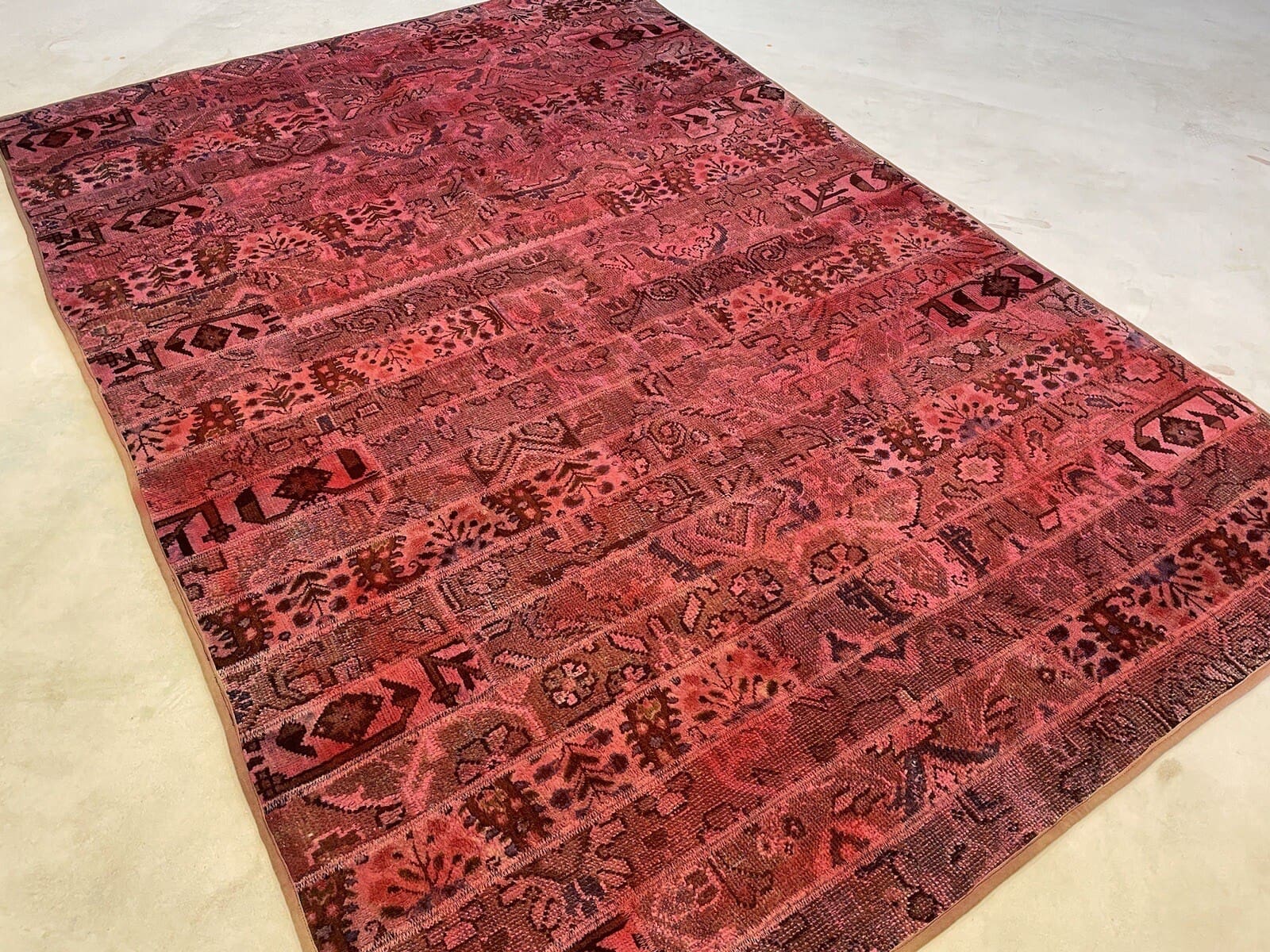 Handgeknüpfter Patchwork Orientteppich, 242 × 168 cm, Wolle