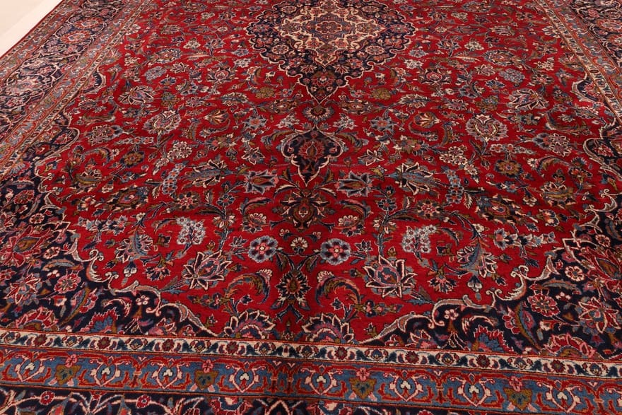 Kashan Perserteppich antik, 425 × 320 cm, Wolle & Seide