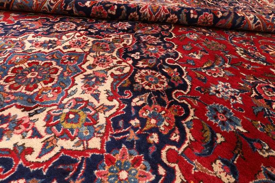 Kashan Perserteppich antik, 425 × 320 cm, Wolle & Seide