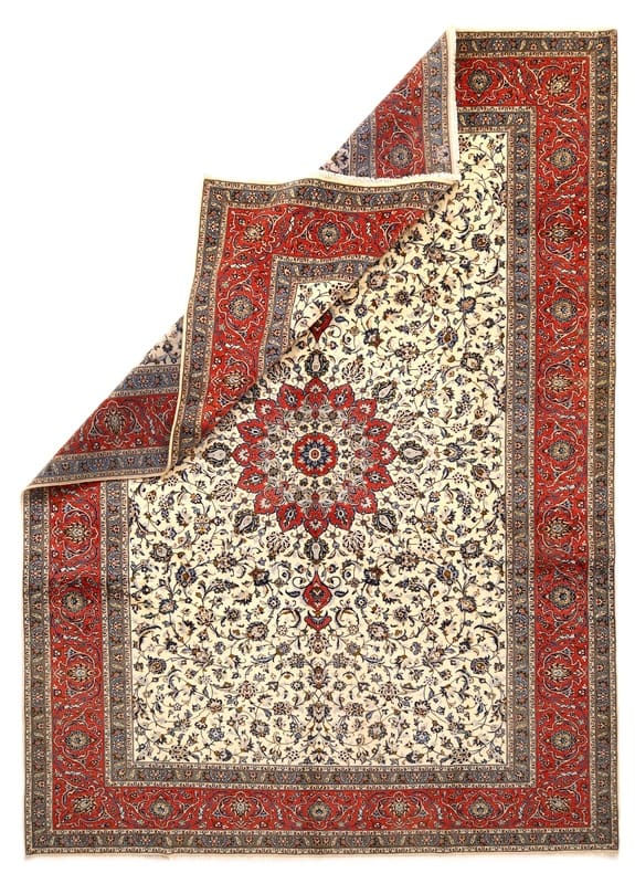 Handgeknüpfter Kashan Perserteppich, 417 × 300 cm, Wolle & Seide