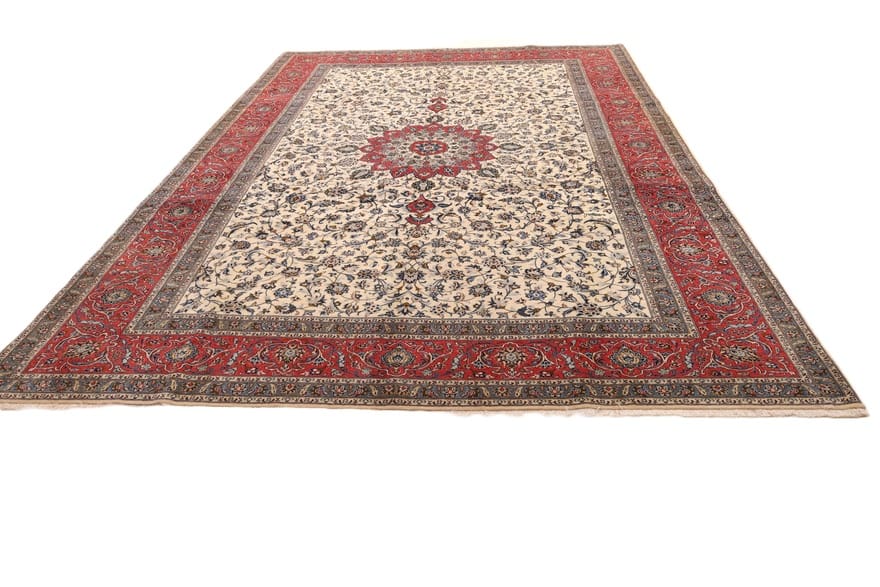 Handgeknüpfter Kashan Perserteppich, 417 × 300 cm, Wolle & Seide