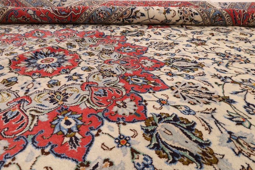 Handgeknüpfter Kashan Perserteppich, 417 × 300 cm, Wolle & Seide