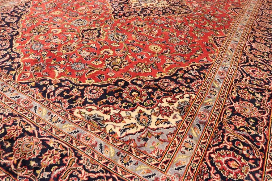 Kashan Perserteppich 412 × 300 cm aus Wolle, handgeknüpft