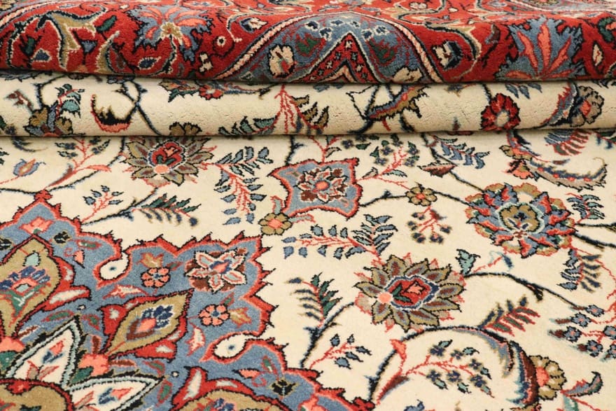 antiker-sarough-teppich-393x283-cm-einzigartiges-design-handgeknupft-2 Sarough Farahan Perserteppich 391 × 282 cm aus Wolle, handgeknüpft