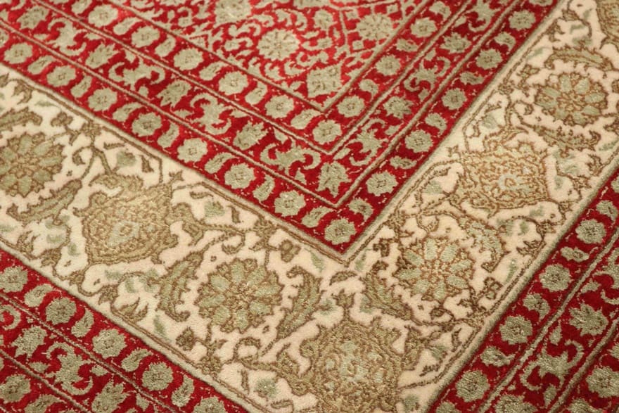 Handgeknüpfter Täbriz Orientteppich, 350 × 242 cm, Wolle & Seide