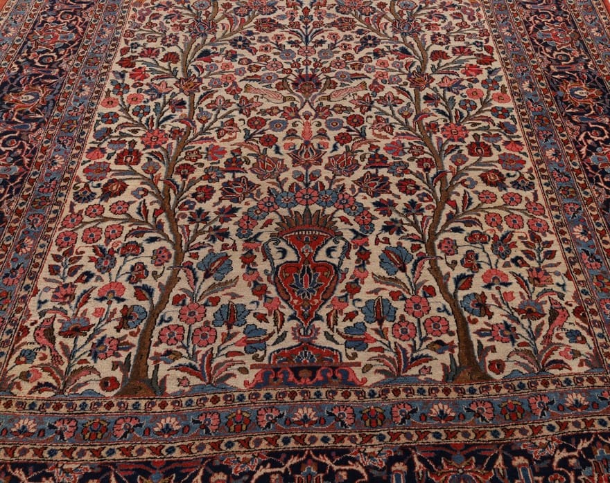 Kashan Perserteppich antik, 343 × 230 cm, Wolle