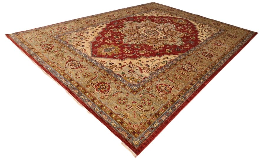 Heriz Ziegler Orientteppich 371 × 269 cm aus Wolle, handgeknüpft