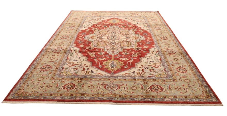 Heriz Ziegler Orientteppich 371 × 269 cm aus Wolle, handgeknüpft