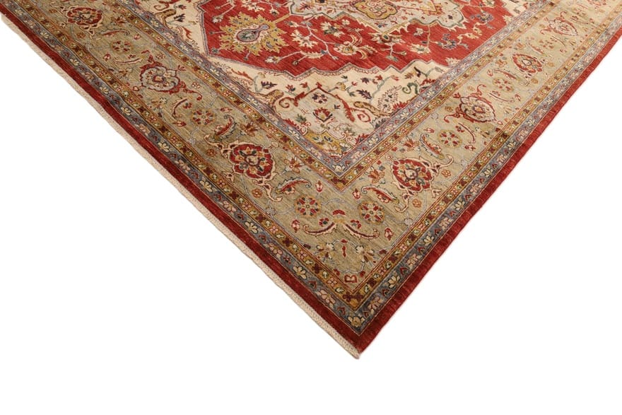 Heriz Ziegler Orientteppich 371 × 269 cm aus Wolle, handgeknüpft