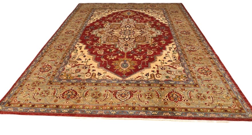 Heriz Ziegler Orientteppich 371 × 269 cm aus Wolle, handgeknüpft