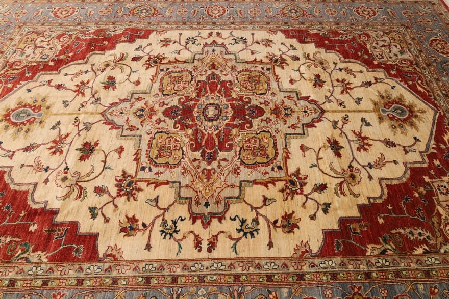 Handgeknüpfter Heriz Ziegler Orientteppich, 347 × 247 cm, Wolle