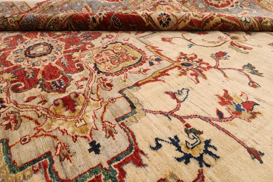 Handgeknüpfter Heriz Ziegler Orientteppich, 347 × 247 cm, Wolle