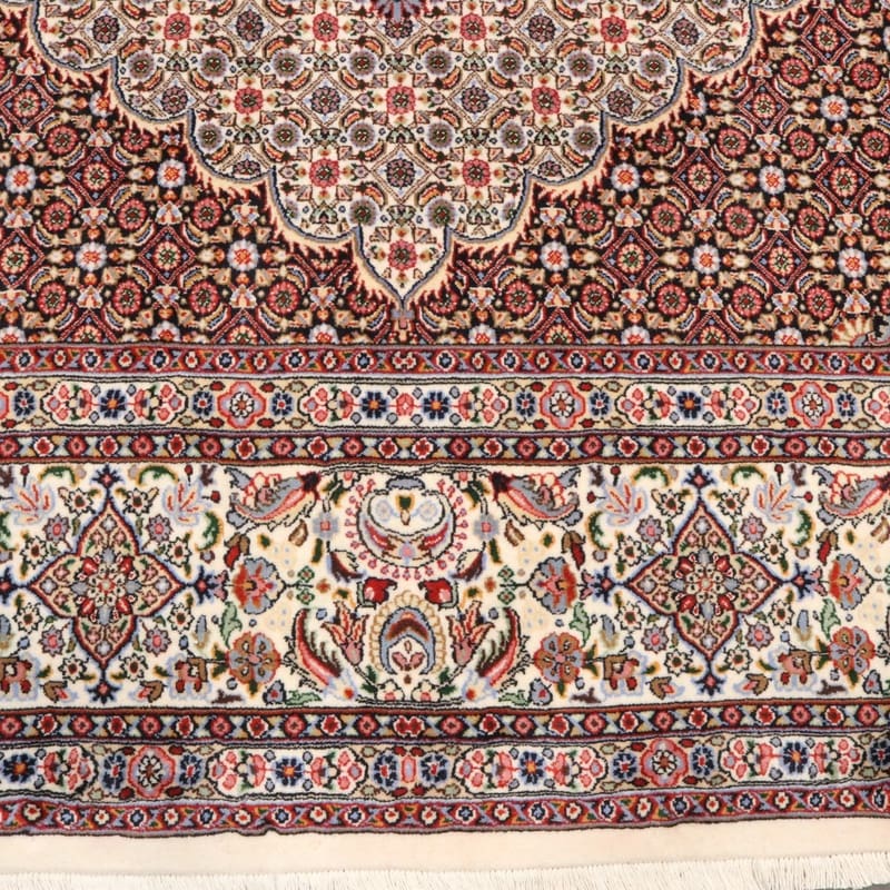 Handgewebter Moud Kelim Perserteppich, 345 × 251 cm, Wolle & Seide