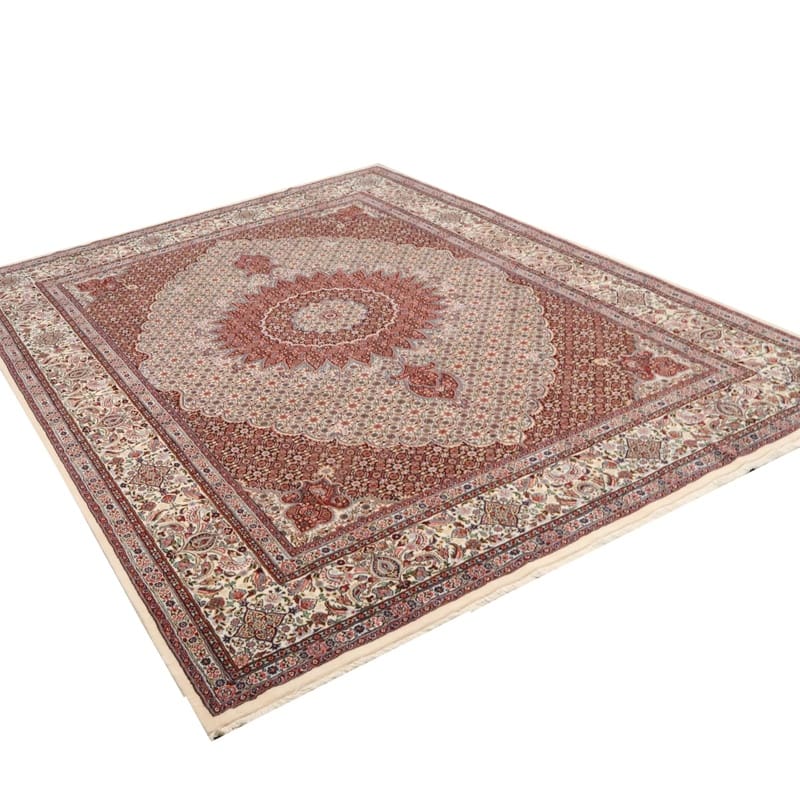 Handgewebter Moud Kelim Perserteppich, 345 × 251 cm, Wolle & Seide
