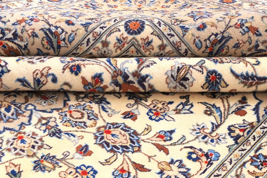 Handgeknüpfter Kashan Perserteppich, 370 × 243 cm, Wolle