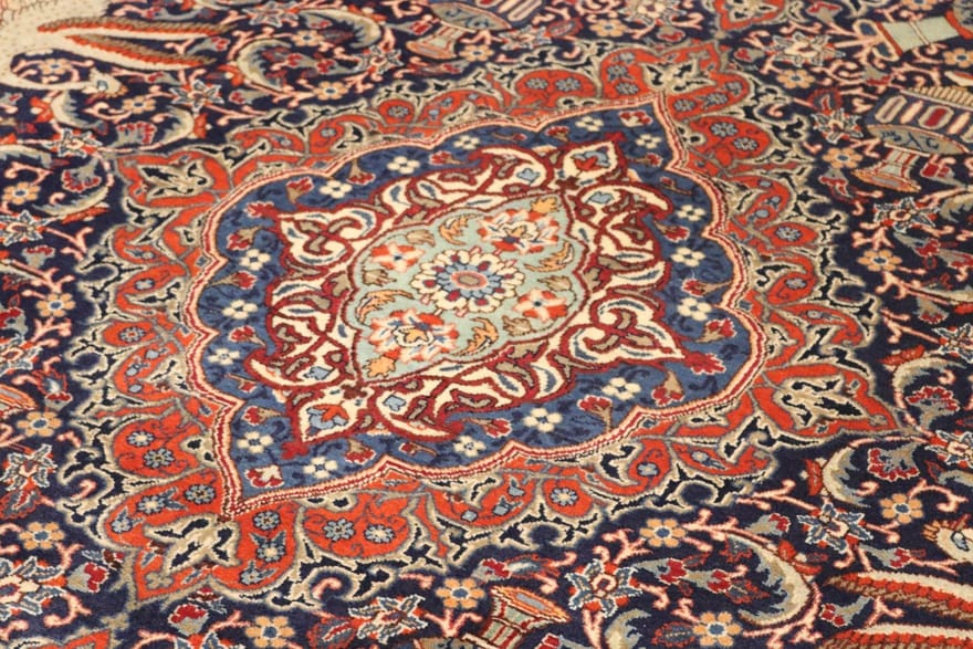 kashmar-teppich-339x253-cm-weiche-wolle-rot-blau-handgeknupft-2 Kashmar Perserteppich aus Iran, 337 × 252 cm