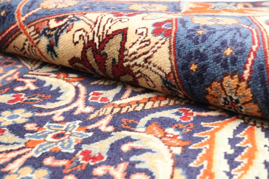 kashmar-teppich-339x253-cm-weiche-wolle-rot-blau-handgeknupft-4 Kashmar Perserteppich aus Iran, 337 × 252 cm