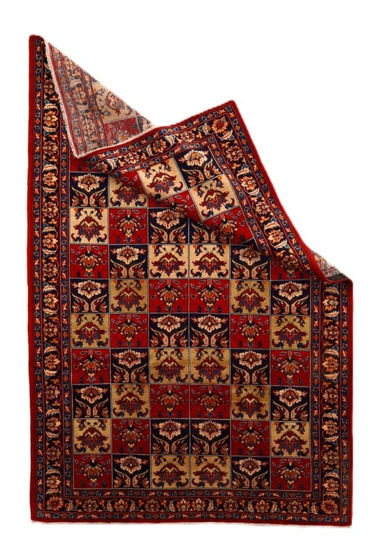 najafabad-orientteppich-284x190-cm-schachbrettmuster-handgeknupft-1 Perserteppich antik, 282 × 189 cm, Wolle & Seide