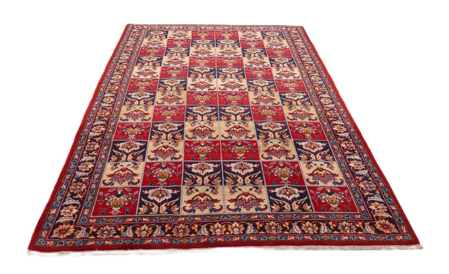 najafabad-orientteppich-284x190-cm-schachbrettmuster-handgeknupft-2 Perserteppich antik, 282 × 189 cm, Wolle & Seide