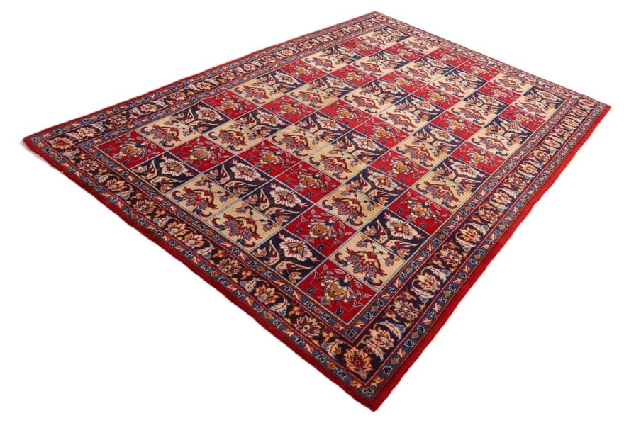 najafabad-orientteppich-284x190-cm-schachbrettmuster-handgeknupft-3 Perserteppich antik, 282 × 189 cm, Wolle & Seide