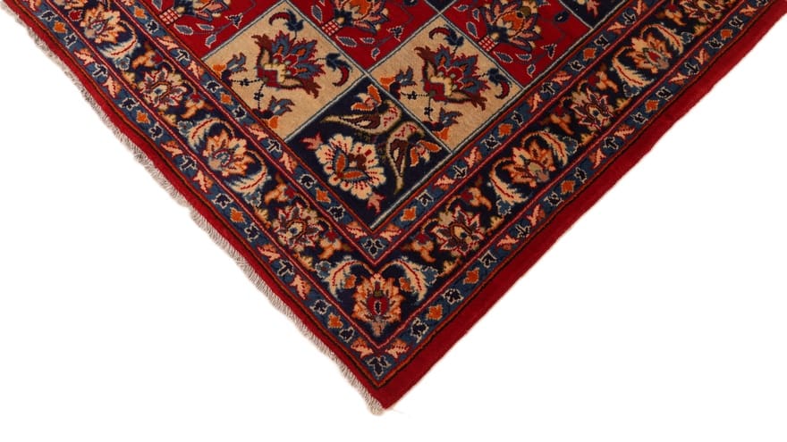 najafabad-orientteppich-284x190-cm-schachbrettmuster-handgeknupft-4 Perserteppich antik, 282 × 189 cm, Wolle & Seide