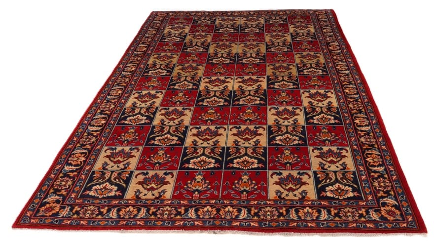 najafabad-orientteppich-284x190-cm-schachbrettmuster-handgeknupft-7 Perserteppich antik, 282 × 189 cm, Wolle & Seide