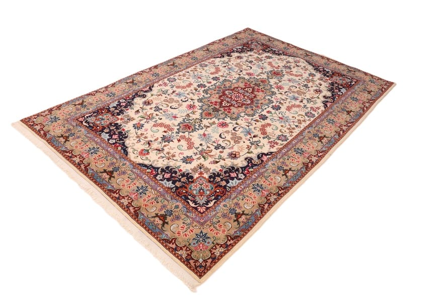 Handgeknüpfter Kashan Perserteppich, 303 × 200 cm, Wolle & Seide