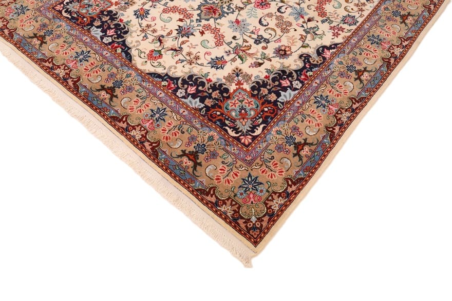 Handgeknüpfter Kashan Perserteppich, 303 × 200 cm, Wolle & Seide