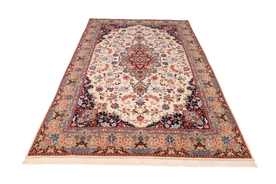 Handgeknüpfter Kashan Perserteppich, 303 × 200 cm, Wolle & Seide