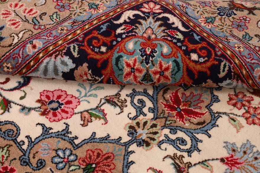 Handgeknüpfter Kashan Perserteppich, 303 × 200 cm, Wolle & Seide