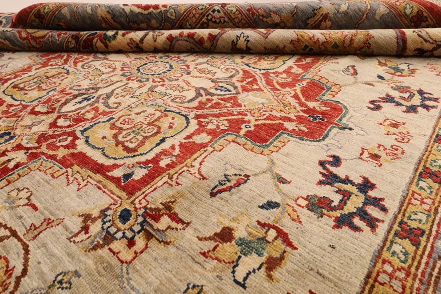 Heriz Ziegler Orientteppich 305 × 202 cm aus Wolle, handgeknüpft