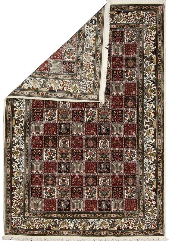 hochwertiger-moud-orientteppich-287x200-cm-handgeknupft-blutenmuster-1 Moud Perserteppich 285 × 199 cm aus Wolle & Seide, handgeknüpft