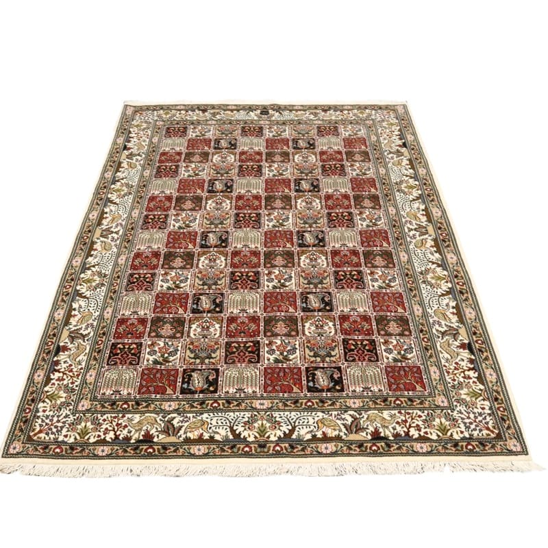 hochwertiger-moud-orientteppich-287x200-cm-handgeknupft-blutenmuster-3 Moud Perserteppich 285 × 199 cm aus Wolle & Seide, handgeknüpft