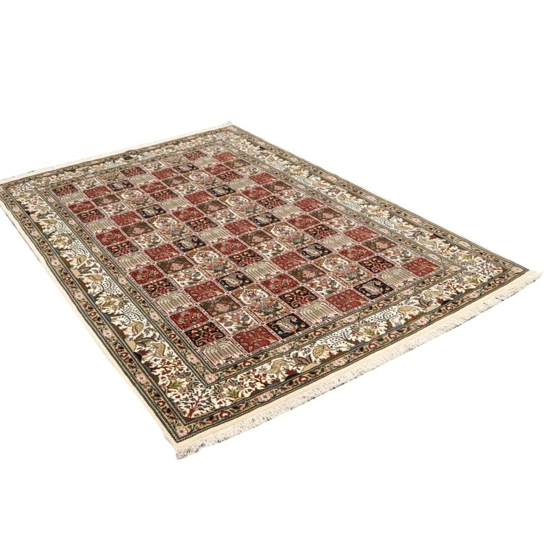 hochwertiger-moud-orientteppich-287x200-cm-handgeknupft-blutenmuster-4 Moud Perserteppich 285 × 199 cm aus Wolle & Seide, handgeknüpft